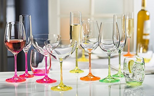 Bohemia Kristall Weingläser Neon farbig, 350 ml, 4 Stück