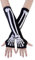 JISEN Women Punk Winter Arm Warmer Knitted Stretchy Soft Fingerless Gloves A-White Skeleton