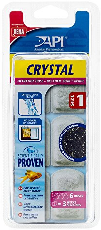 API CRYSTAL Aquarium Filtration Media Cartridges for Superclean 40 Internal Filter, Size 1, Pack of 6