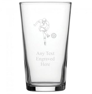 Pint Glass [Custom] Engraved Personalised Football PG46 in Silk Lined Gift Box