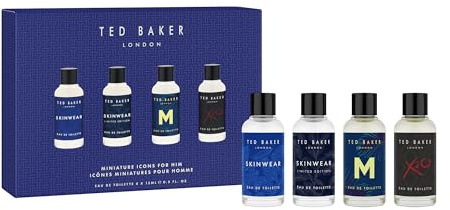 Ted Baker Mini Cologne Geschenkset für Ihn – Mini Eau de Toilette: Skinwear, Skinwear Limited Edition, M, X2O – Reisefreundliche Herrenduftkollektion – Tolle Geschenkidee für Männer – 4 x 15 ml