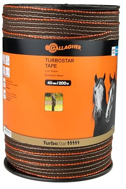 Gallagher Pferdezaun-Breitband TurboStar (terra) - 200 m/40 mm - UV-stabil und witterungsbeständig - Ausgezeichnete Sichtbarkeit