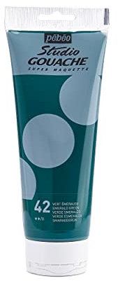 Pébéo – Peinture Gouache 220ml – Tube de Peinture Gouache Qualité Fine – Idéal Travaux Étude – 1 Tube de 220 ml Vert Émeraude