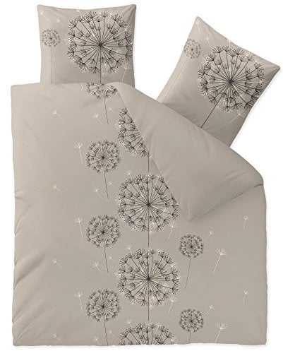 CelinaTex Fashion Bettwäsche 200x220 cm 3teilig Baumwolle, Bettgarnitur für Sommer und Winter, Ganzjährig, Bettbezug, Bettenset, Schöner Wohnen Florence Blumen Grau Schwarz Weiß