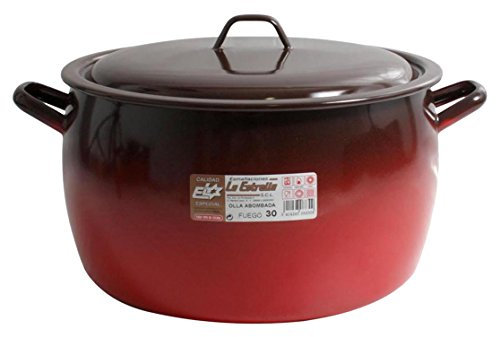 Esmaltaciones la Estrella Fuego - Olla abombada con Tapa, 30 cm, 15 L