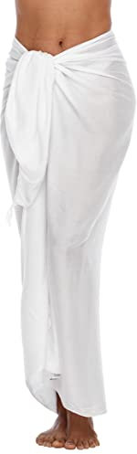 SHU-SHI - Damen Sarong/Pareo für den Strand - zum Tragen über Badeanzügen - Einheitsgröße - Weiß