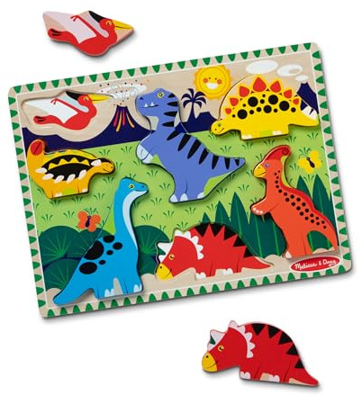 Melissa & Doug Dinosaurier-Holzpuzzle (7 Stück) – FSC-Zertifiziert - FSC zertifizierte