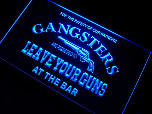 ADVPRO m099-b Gangsters Leave Your Guns at Bar Neon Sign Barlicht Neonlicht Lichtwerbung