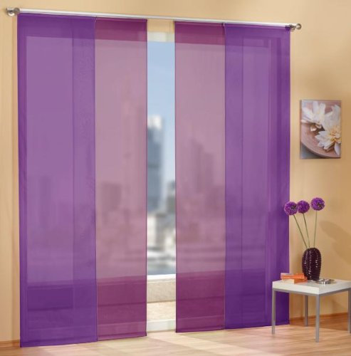 Gardinen Set, 2 x Flächenvorhang Schiebegardine mit Zubehör, 245x60, Lila, 2 x Flächenvorhang Schiebegardine mit Zubehör, 245x60, Brombeere, 8558985589