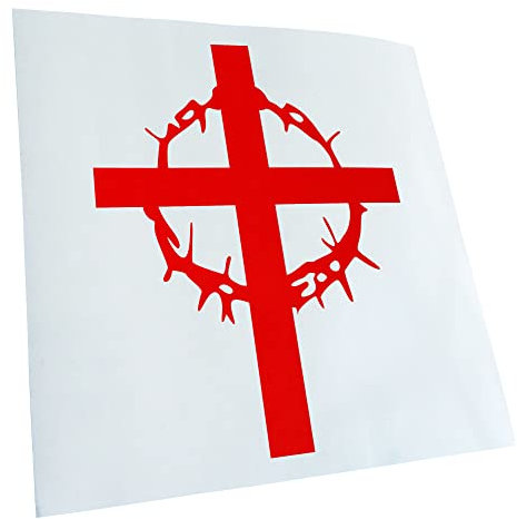 Kiwistar - Autoaufkleber - rot - 60 x 49 cm - Kreuz mit Dornen - Heckscheibenaufkleber Auto Aufkleber wetterfest für Kfz LKW Mofa Truck - Sticker außen selbstklebend Tuning Zubehör für Fenster