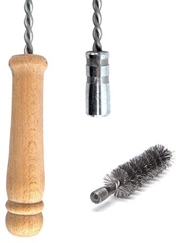 Schubstange Kesselstab FLEXIBEL Holzgriff M12 Länge 120cm + 40 mm Heizkesselbürste Kesselbürsten Ofenbürste Ofenrohr reinigen Reinigungsbürste