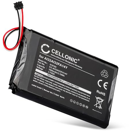 CELLONIC, battery sat nav compatible with Garmin Nuvi 2599LMTHD, nüvi 2595LMT, Nuvi 2589LMT (1000mAh, 3.7V) Replacement battery AI32AI32FA14Y