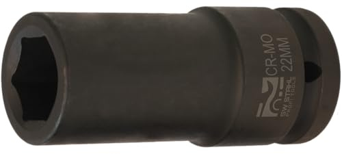 SW-Stahl 07910L-22 Schlagschrauber-Einsatz - 3/4 Zoll 22 mm Stecknuss | Premium Impact-Steckschlüsseleinsatz aus Chrom-Molybdänstahl, brüniert, Sechskant-Profil für Schlagschrauber, 90 mm