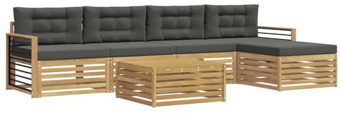 vidaXL Outdoor-Sofagarnitur 7 pcs Weiß und Anthrazit Polyester, Patio-Sofa, modernes Eckset, wetterfester Gartenlounge, Bequeme Terrassenplätze für entspannte Zeiten