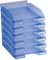 Exacompta - Réf. 11310D - Lot de 6 corbeilles à courrier COMBO MIDI - dimensions utiles 34 x 25 x 6,5 cm - pour documents au format A4 + - couleur bleu glacé translucide