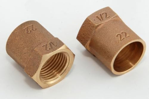 2x Rotguss Übergangsmuffen i/i 22mm-1/2 4270g Rotgussfitting red brass gunmetal