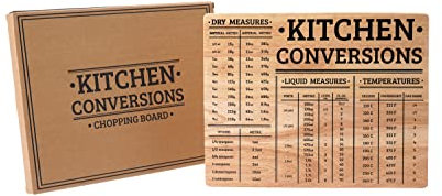 CGB Giftware | Wooden Kitchen Imperial and Metric Unit Measures Conversion Chopping Board with Gift Box | ART932