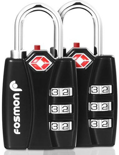 Fosmon TSA Accepted Luggage Locks, Fosmon Open Alert Indicator 3 Digit Combination Padlock Codes Alloy Body for Travel Bag, Suit Case, Lockers, Gym, Bike Locks or Other (2 Pack)