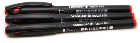 Schneider Schreibgeräte Tintenroller TOPBALL 845, mit stabiler Edelstahlspitze, 0,3 mm, rot
