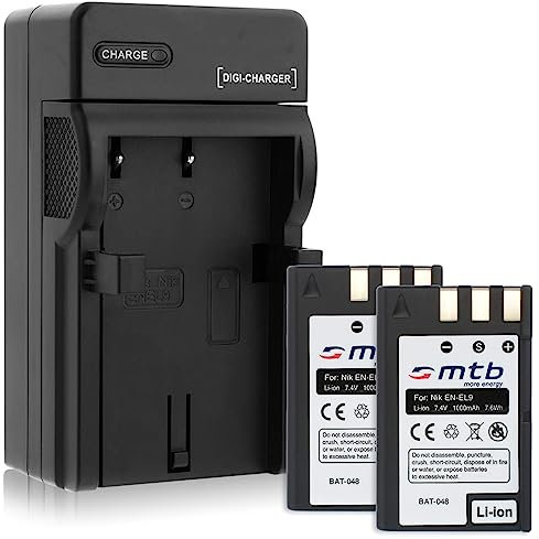 2 Batterie + Caricabatteria (Auto/Corrente) per Nikon EN-EL9 / D40, D40x, D60, D3000, D5000