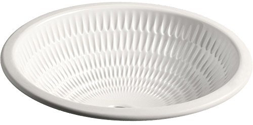 KOHLER K-17889-RL-K8 ARTIST EDITIONS Derring Design on Oval Under-Mount Bathroom Sink, Translucent White