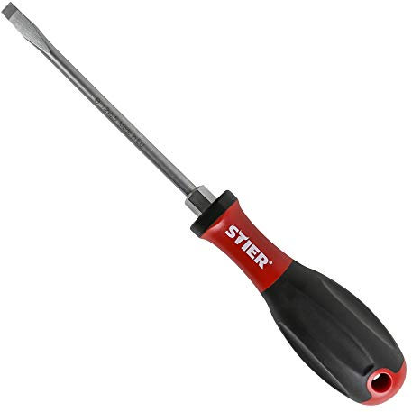 STIER Schlitz-Schraubendreher mit 3K-Kraft-Griff + Sechskant-Schlüsselhilfe/Schlitz-Klingenbreite x Schlitz-Klingenstärke 3,0 x 0,5 mm, Schraubenzieher, Schlitzschraubenzieher
