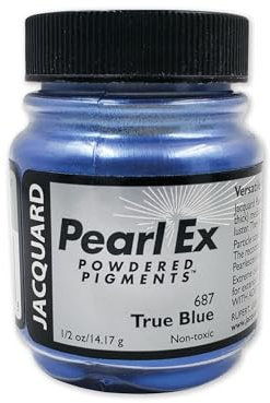 Jacquard Pearl Ex Pigment Powder 0.5 oz True Blue - Loose Mica Powder for Epoxy Resin, Watercolors, Calligraphy Ink & Clay - Epoxy Pigment Powder - Epoxy Resin Color