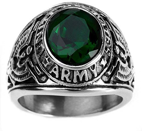 HAMANY Schmuck Edelstahl Herren Ring mit Zirkon,Falke Eagle US Armee,Größen 59 (18.8)