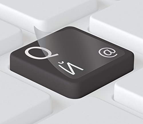 Keystickers® | 11x13mm - Unten | Russische Aufkleber für PC/Laptop & Notebook Tastaturen, transparente Matte Folie | Farbe: WEIß | русские наклейки на клавиатуру | Russian Keyboard Stickers