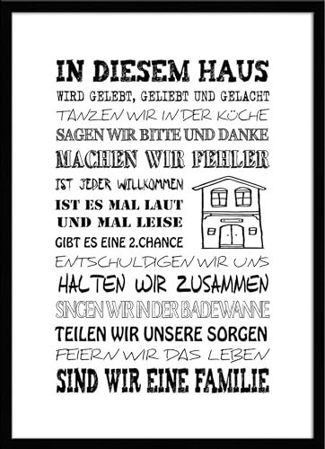 artissimo, Spruch-Bild gerahmt, 51x71cm, PE6003-ER, In diesem Haus.., Bild, Spruch-Poster mit Rahmen