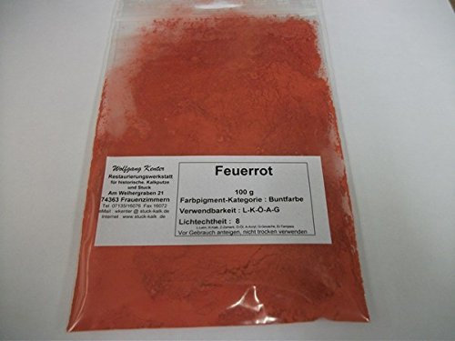 Künstler-Pigment, Mineralpigment Feuerrot 100g im Beutel, Trockenfarbe