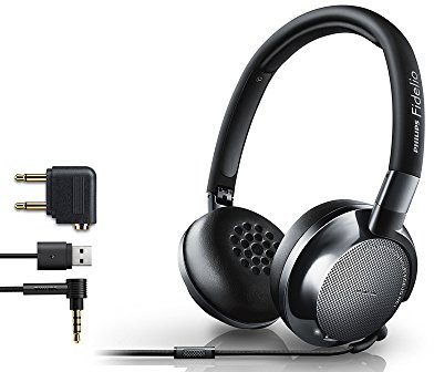 Philips Fidelio NC1 Noise Cancelling Headphones - Compact Folding, High Resolution Audio Earphones with Memory Foam Cushions, Black