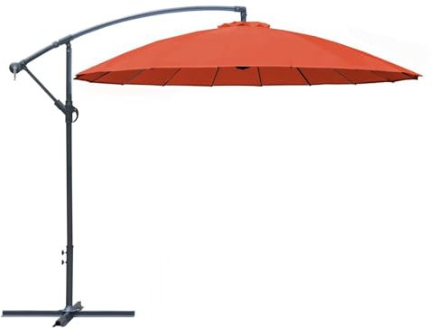 Proloisirs Parasol déporté Pagode ø 300 cm Mât royal Gris Toile Paprika