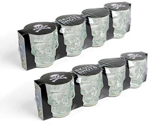 Kikkerland Lot de 8 verres à shot Motif tête de mort
