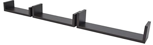 Duraline U-Regale Dekoratives Wandregal, MDF, Ebenholz, 42 x 10 x 10 cm