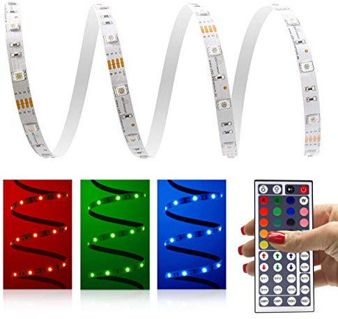 5 Meter RGB LED Streifen Set (30 LED/m, IP20) inkl. Controller, 44 Tasten Fernbedienung und 3 A Netzteil