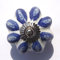 White Large Flower with Blue Petals (Chrome Fittings) Ceramic Cupboard Door knobs Drawer pulls Shabby Chic Handle Porcelain