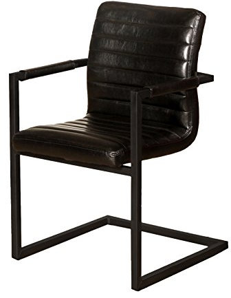 SAM® Esszimmerstuhl Kunstleder schwarz Parzivo, Stuhl mit Armlehnen, Schwingstuhl mit Eisen-Fuß