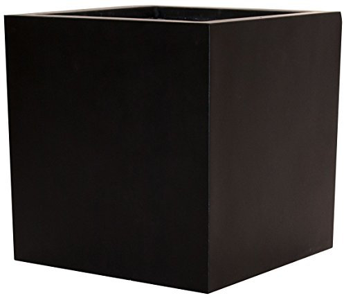 Pflanzkübel, Blumenkübel Fiberglas quadratisch 80x80x80cm elegant schwarz-matt.