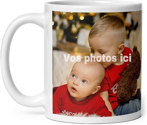 selfiemania - Un mug personnalisé avec 2 photos - personnalisable avec vos photos -cadeau personnalisé - Cadeau d'Anniversaire, souvenir, naissance, collègue