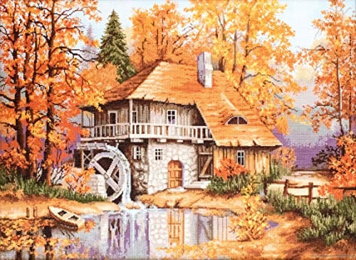 Luca-S Kreuzstichset Herbstliche Landschaft, Zählmuster, 52x37cm