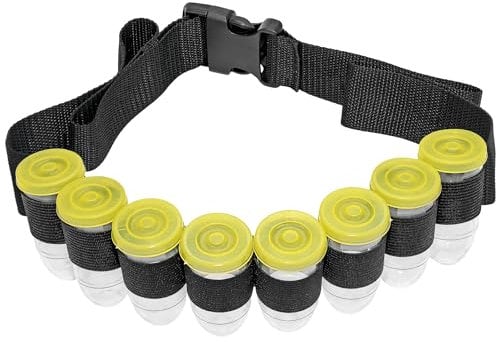 Fairly Odd Novelties Shot Glass Ammo Belt, 8 Bullet Shaped Plastic Shot Glasses With Lids