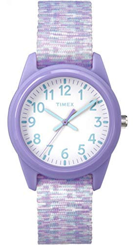 Timex Mädchen Time Machines Lila/Weiß Sport Elastische Stoffband Uhr TW7C12200