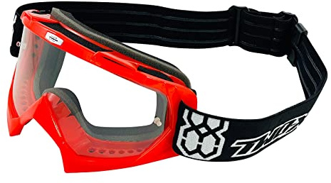TWO-X Cross-Brille - Roll Off - MX Brille - Motocross-Brille mit Klarglas - Kratzfeste Motorrad-Brille - Enduro & Downhill - Modell Race - Rot