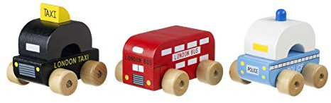 Orange Tree Toys' My First London Wooden Cars - Bus, Taxi, Police Car - Toddler & Early Activity Toys