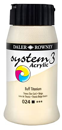 Daler Rowney System3 Buff Titanium 500ml Acrylic Paint Tube - Acrylic Painting Supplies for Artists and Students - Artist Paint for Murals Canvas and More - Art Paint for Any Skill Set