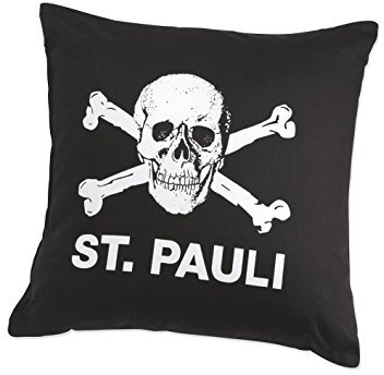 FC St. Pauli Totenkopf Kissen 40x40cm (schwarz, one size)