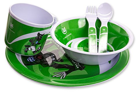 Brauns 20022 VFL Wolfsburg Frühstücks-Set Melamin, 22 x 22 x 8, grün-Weiss