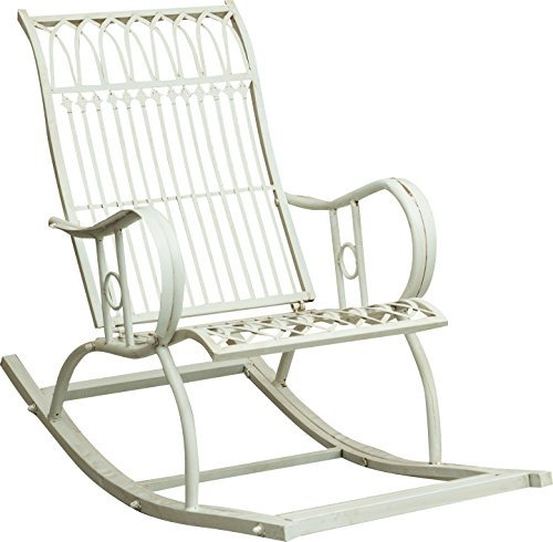 Biscottini Eisenstuhl 127x64x90 cm | Gartenstühle Metall | schaukelstuhl Outdoor | Gartenstuhl Eisen antik | schaukelstuhl Garten | Gartenstuhl Metall