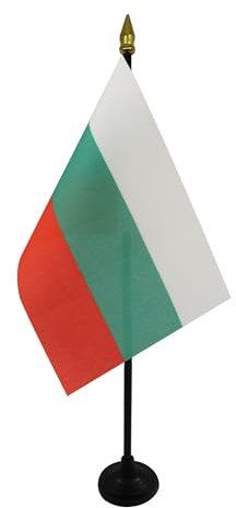 AZ FLAG - Tischflagge Bulgarien - 15x10 cm Goldene Splitze - Bulgarische Tischfahne 10 x 15 Cm - Flaggen